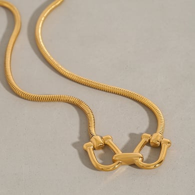 1 pezzo semplice serie design originale linea acciaio inossidabile color oro collane con ciondolo da donna h5 Immagine11
