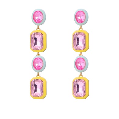 1 Pair Luxurious Series Irregular Geometric Shape Colorful Drop Oil Gold Color Alloy Women's Drop Earrings h5 Picture7