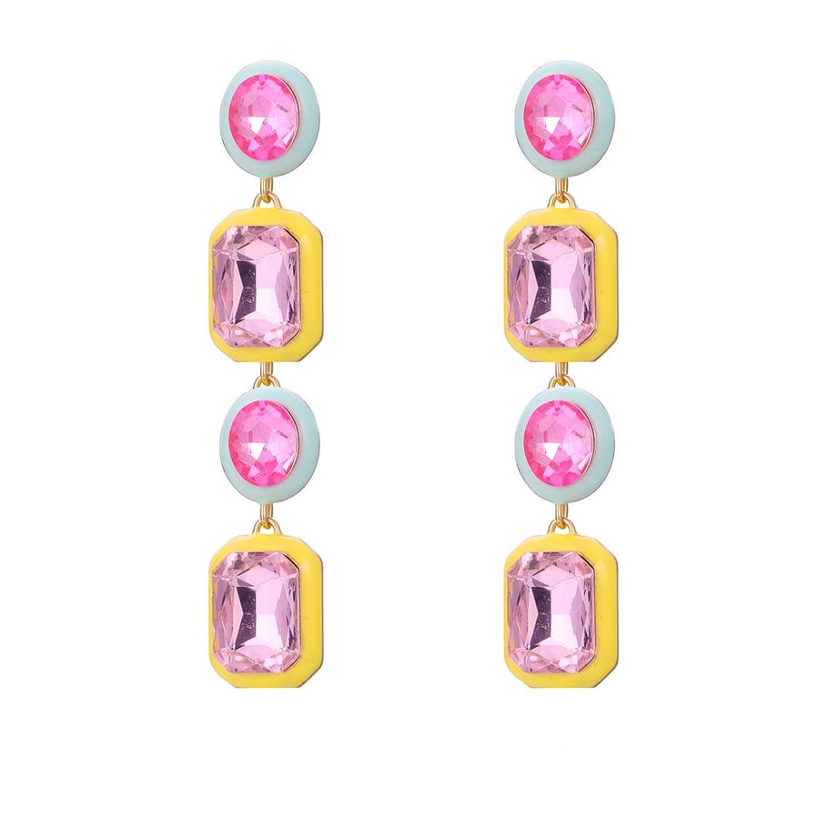 1 Pair Luxurious Series Irregular Geometric Shape Colorful Drop Oil Gold Color Alloy Women's Drop Earrings Picture7