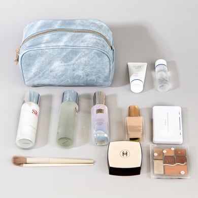 1 Piece Modern Series Durable Casual Mixed Denim Pattern Women's Cosmetic Bags h5 Picture7