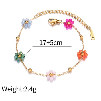 Bracelet chaîne en acier inoxydable pour femme, série simple, motif fleur douce, 1 pièce h5 Image7