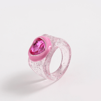 1 Piece Romantic Series Cute Heart Resin Women's Single Rings h5 Picture7