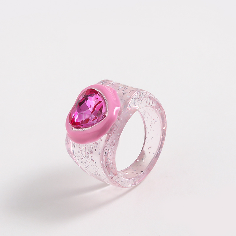 1 Piece Romantic Series Cute Heart Resin Women's Single Rings Picture7