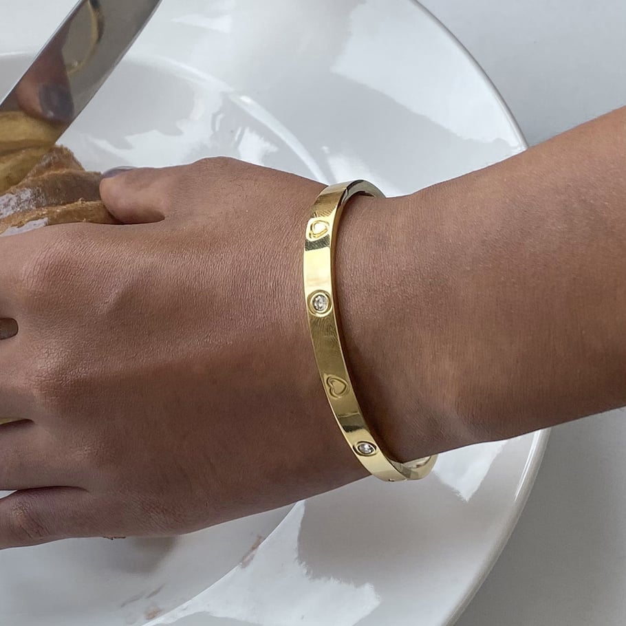 1 Stück Romantische Serie Elegante Herz Edelstahl Gold Farbe Überzogene Damen Armreifen Bild6