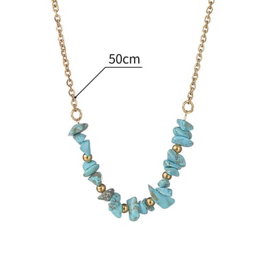 1 Piece Vacation Series Daily Natural Stone Beads Gold Color Stainless Steel Women's Beaded Necklaces h5 Picture10