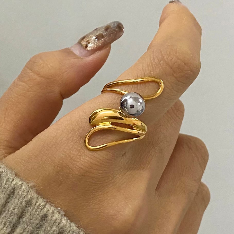 1 Piece Modern Series Fashionable Irregular Stainless Steel Gold Color Women's Single Rings Picture6