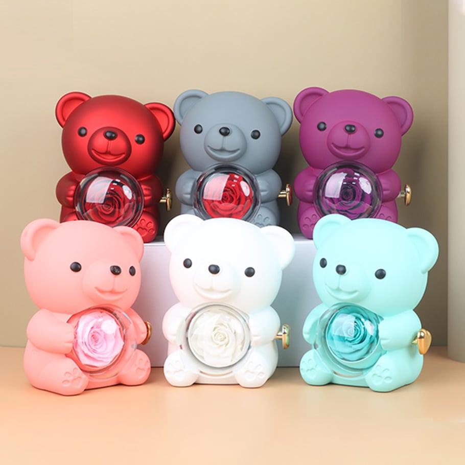 Bear Rose Valentine's Day Gift Revolving Jewelry Box Picture3