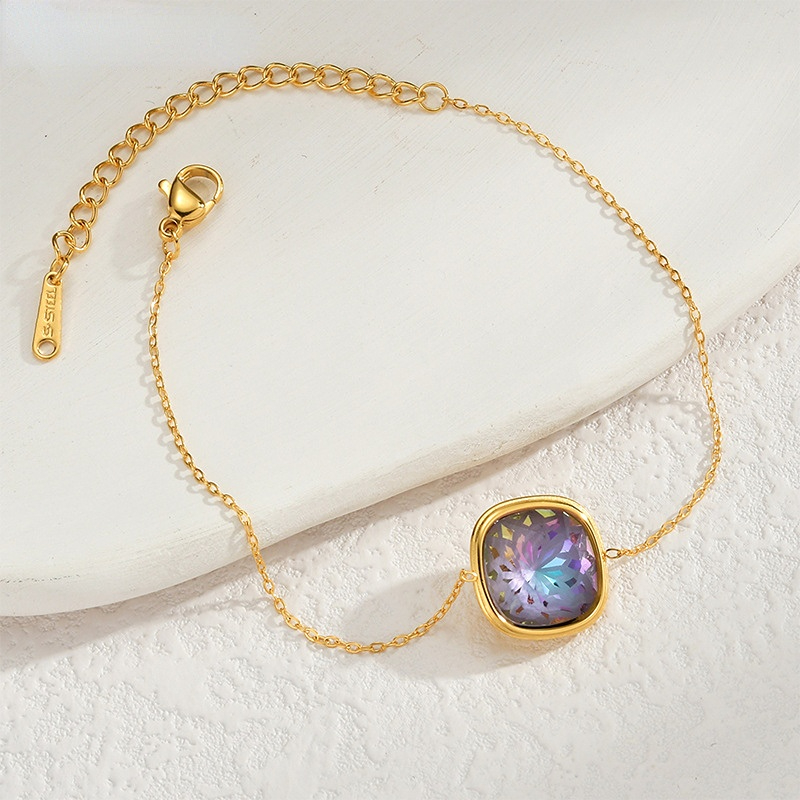 1 Stück Simple Series Tägliche geometrische Edelstahl-Charm-Armbänder für Damen Bild5