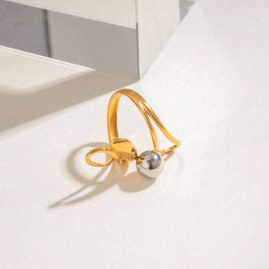 1 Piece Modern Series Fashionable Irregular Stainless Steel Gold Color Women's Single Rings h5 Picture8