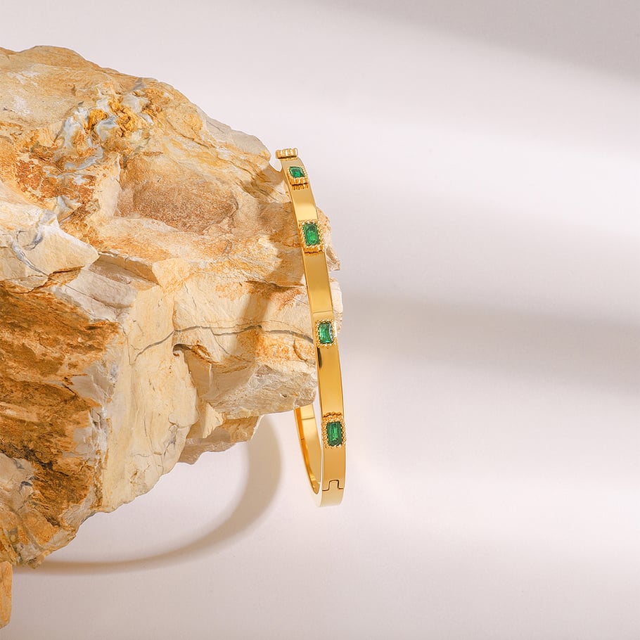 1 Stück Romantische Serie Elegante ringförmige Edelstahl Gold Farbe Überzogene Damen Armreifen Bild6