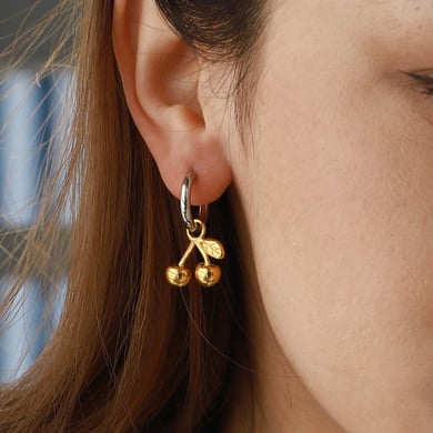 1 Pair Romantic Series Elegant Cherry Shape Stainless Steel Gold and Silver Color Women's Drop Earrings h5 Picture8