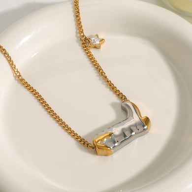 1 Piece Stylish Series Cowboy Boots Star Stainless Steel Gold Color Women's Pendant Necklaces h5 Picture10