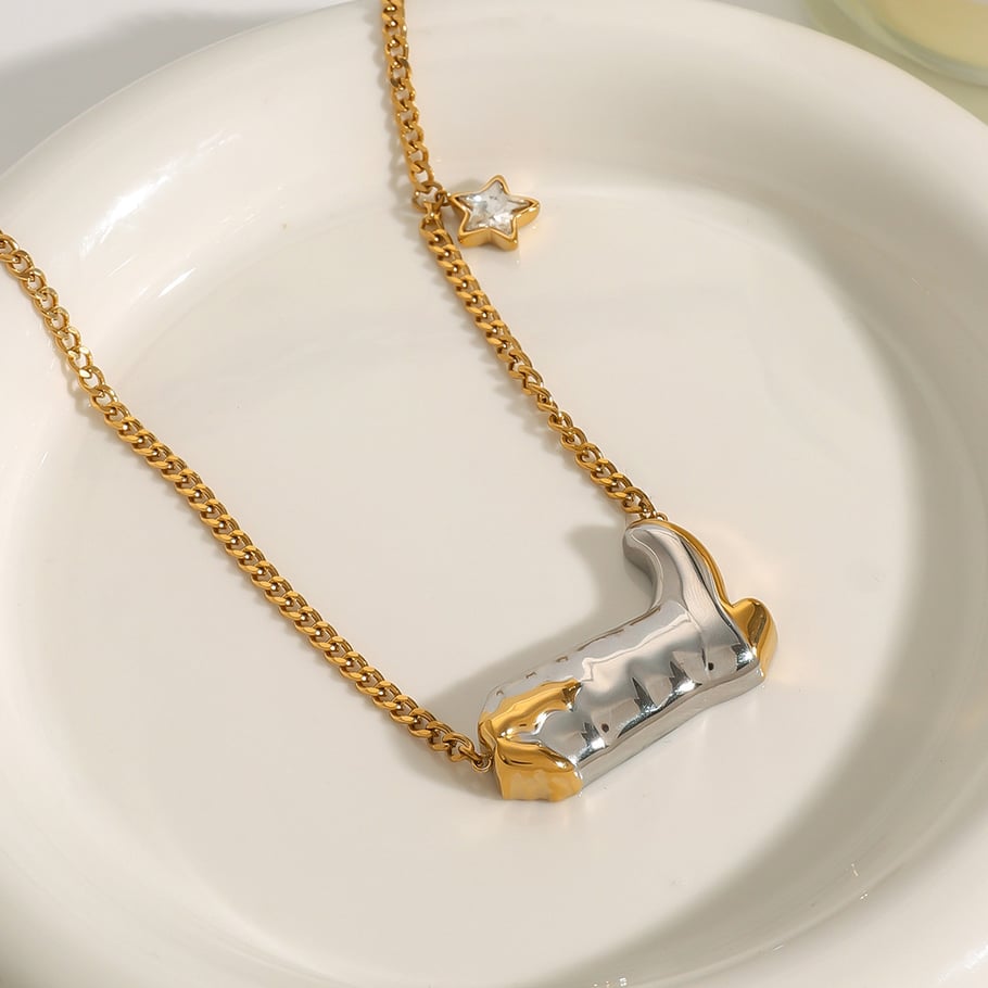 1 Piece Stylish Series Cowboy Boots Star Stainless Steel Gold Color Women's Pendant Necklaces Picture10