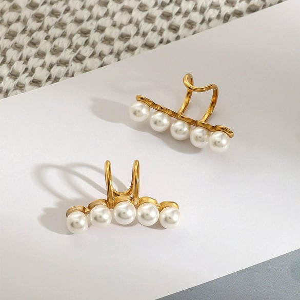 1 Pair Elegant Series Exquisite Daily Stainless Steel Gold Color Women's Clip-on Earrings 2