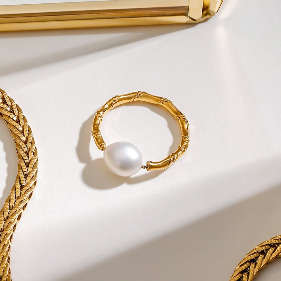 1 Pair Romantic Series Elegant Knot Line Stainless Steel Gold Color Women's Single Rings Picture9