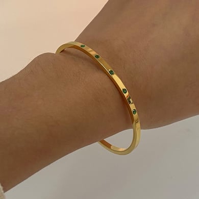 1 Piece Luxurious Series Classic Colorful Annular Stainless Steel Gold Color Women's Bangles h5 Picture6