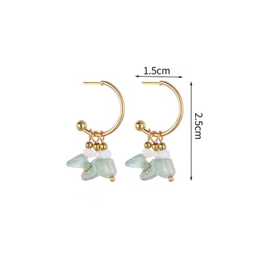 1 Pair Romantic Series Sweet Natural Stone Beads Gold Color Stainless Steel Women's Drop Earrings h5 Picture10