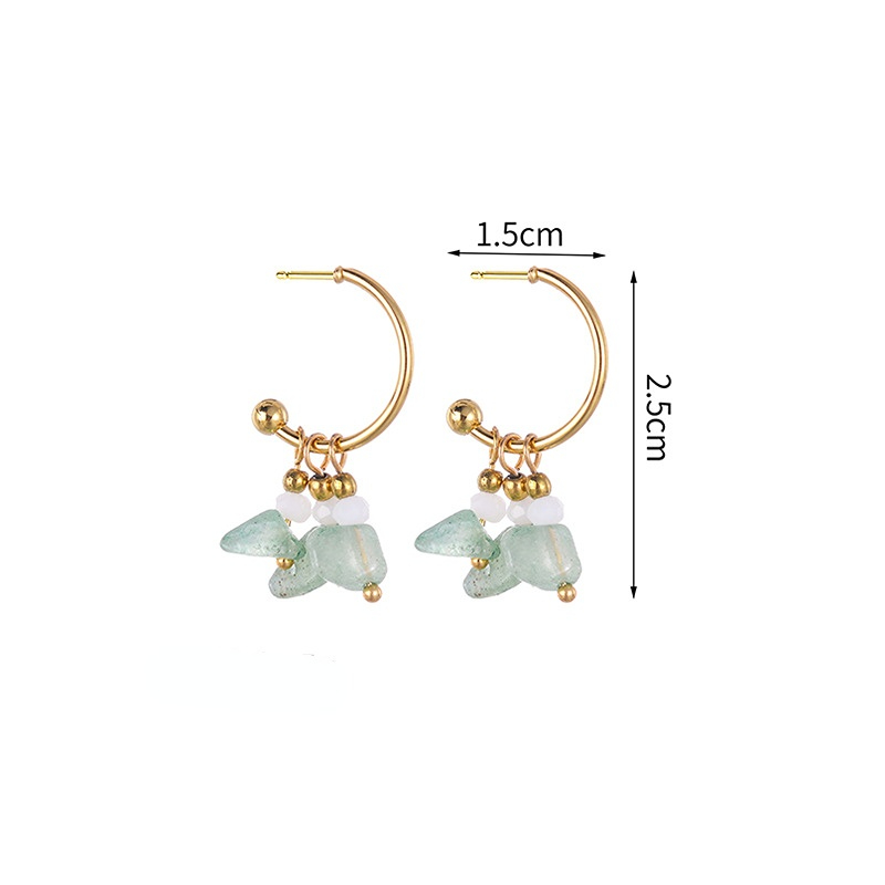 1 Pair Romantic Series Sweet Natural Stone Beads Gold Color Stainless Steel Women's Drop Earrings Picture10