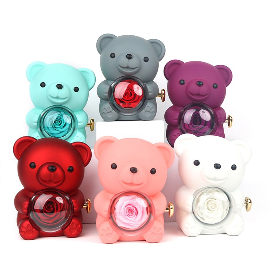 Bear Rose Valentine's Day Gift Revolving Jewelry Box Picture5
