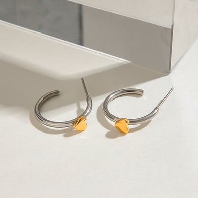1 Paar Creolen aus der Romantic Series mit klassischem Herz-Design aus Edelstahl, vergoldet h5 Bild7