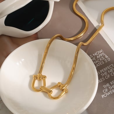 1 Piece Fashionable Series Original Design Line Stainless Steel Gold Color Women's Pendant Necklaces h5 Picture6