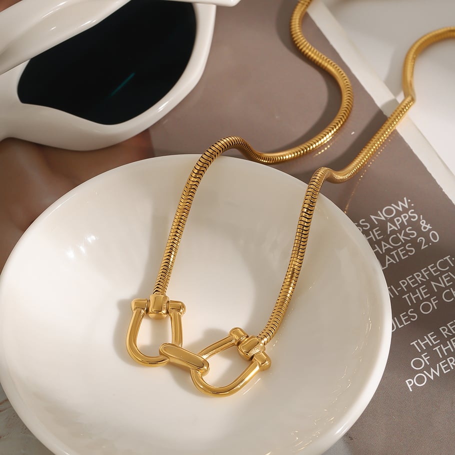 1 Piece Fashionable Series Original Design Line Stainless Steel Gold Color Women's Pendant Necklaces Picture6