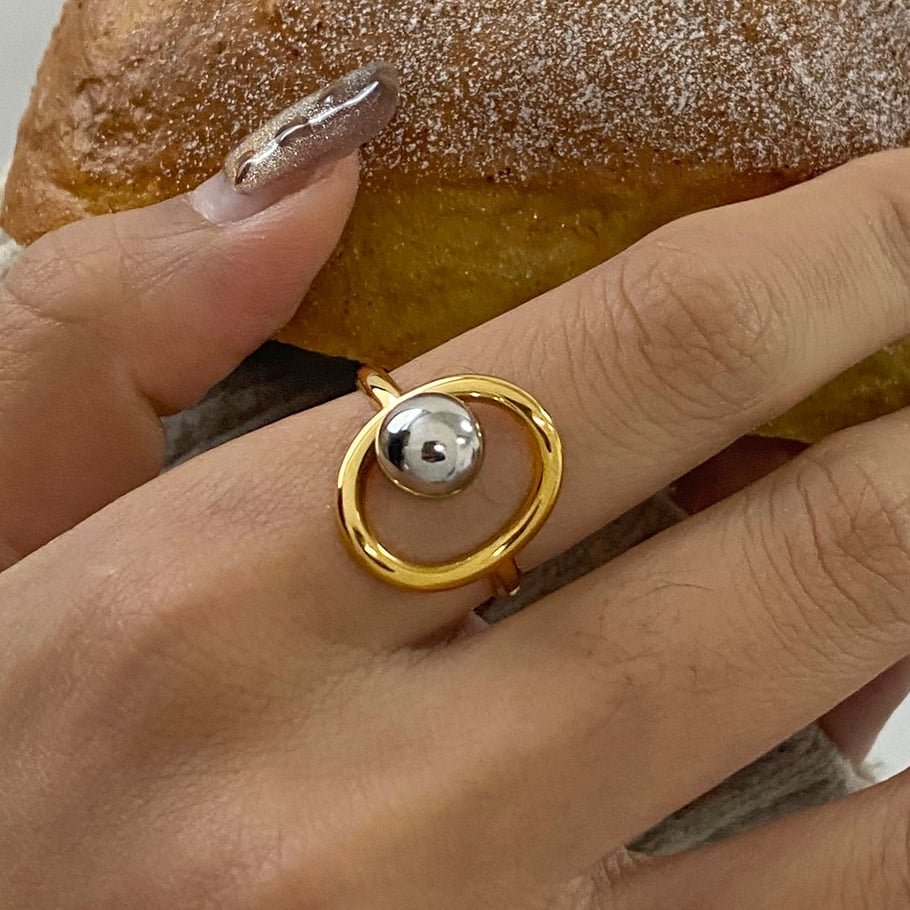 1 Piece Daily Series Classic Irregular Round Stainless Steel Gold Color Women's Adjustable Rings Picture5