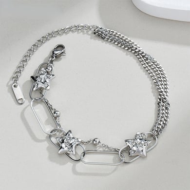 1 Stück Simple Series Daily Patchwork Edelstahl Damen Charm Armbänder h5 Bild3