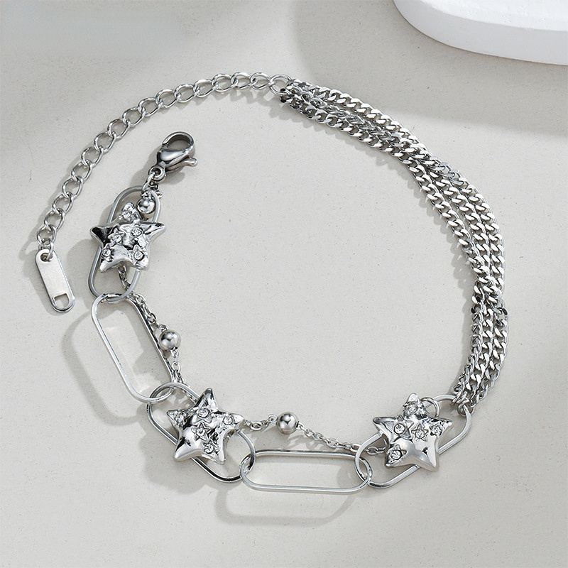 1 Stück Simple Series Daily Patchwork Edelstahl Damen Charm Armbänder Bild3