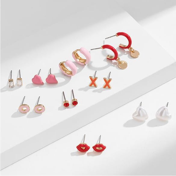 1 paire de boucles d&#39;oreilles en alliage pour femme, série romantique, motif cœur mignon 2