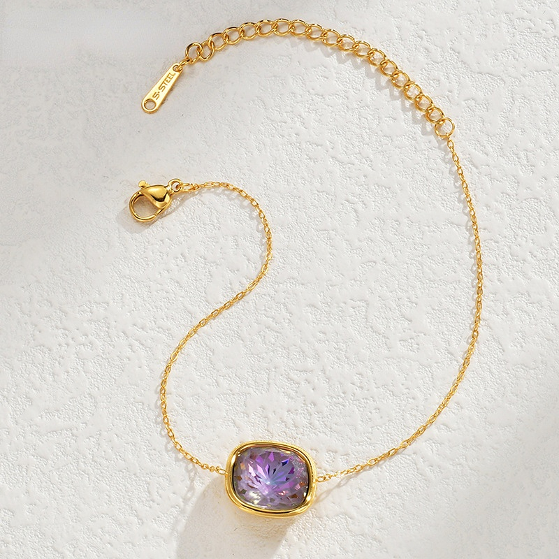 1 Stück Simple Series Tägliche geometrische Edelstahl-Charm-Armbänder für Damen Bild4
