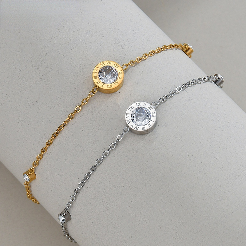Bracelet chaîne en acier inoxydable pour femme, série simple, couleur unie, 1 pièce Image3