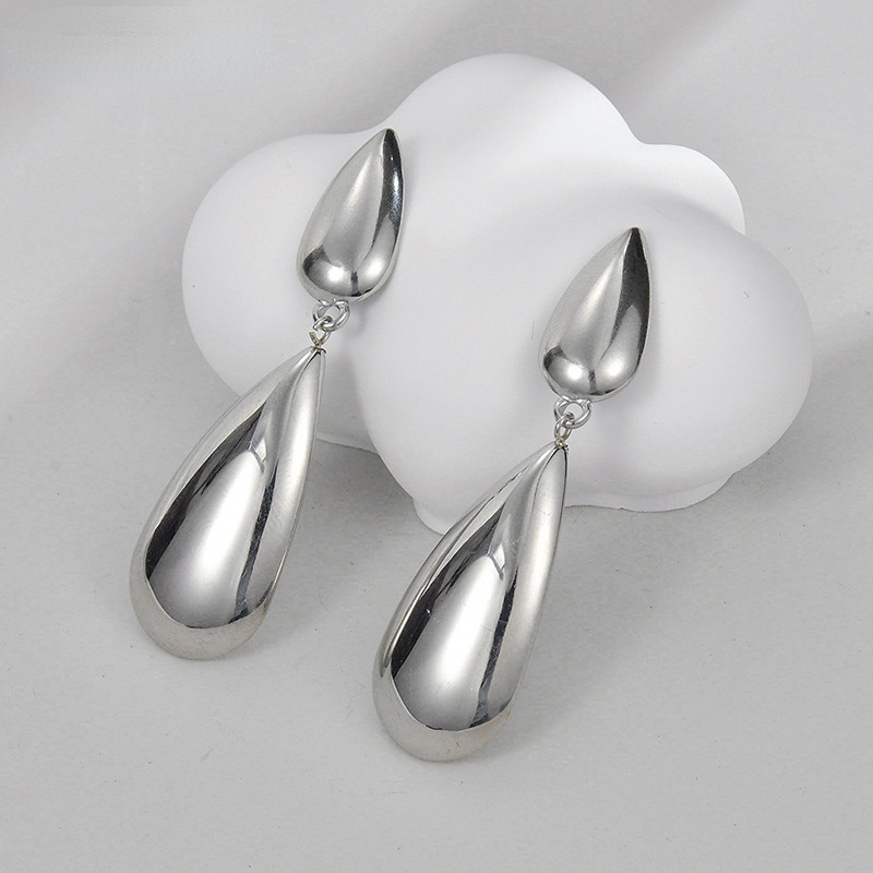 1 Pair Modern Series Commute Droplet Shape Stainless Steel Gold Color Women's Drop Earrings Picture6