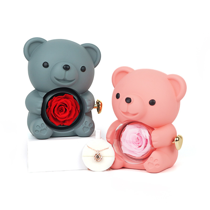 Bear Rose Valentine's Day Gift Revolving Jewelry Box Picture6