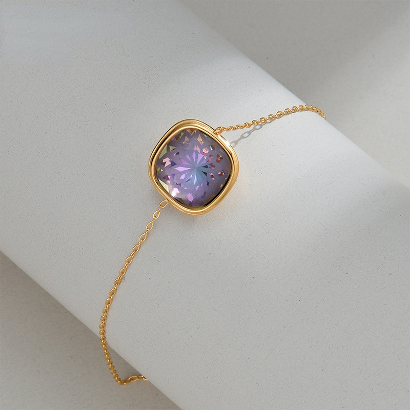 1 Stück Simple Series Tägliche geometrische Edelstahl-Charm-Armbänder für Damen Bild3