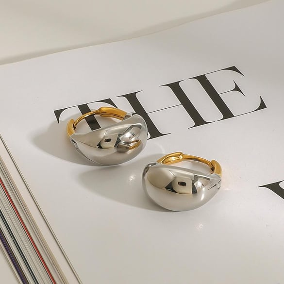 1 Paar romantische Serie lässig ringförmige Edelstahl 18 Karat vergoldet Frauen Creolen 2