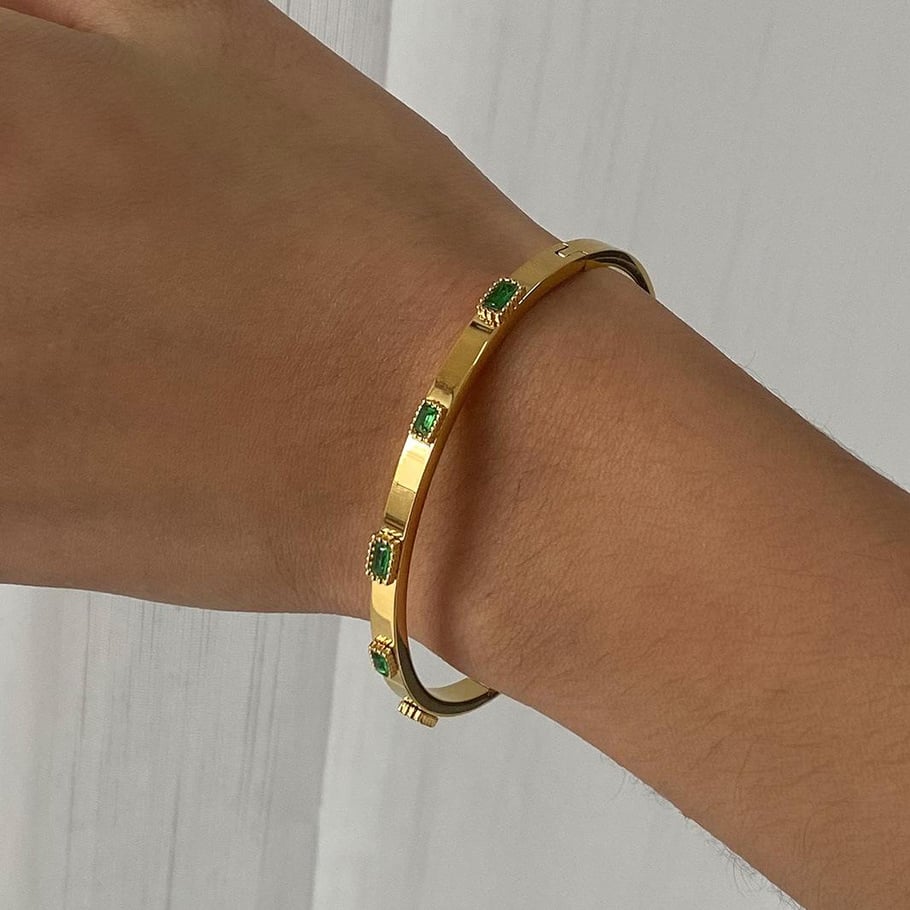 1 Stück Romantische Serie Elegante ringförmige Edelstahl Gold Farbe Überzogene Damen Armreifen Bild7