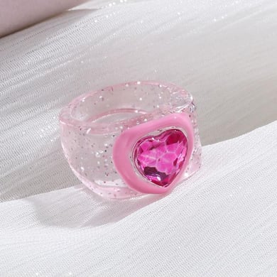 1 Piece Romantic Series Cute Heart Resin Women's Single Rings h5 Picture4