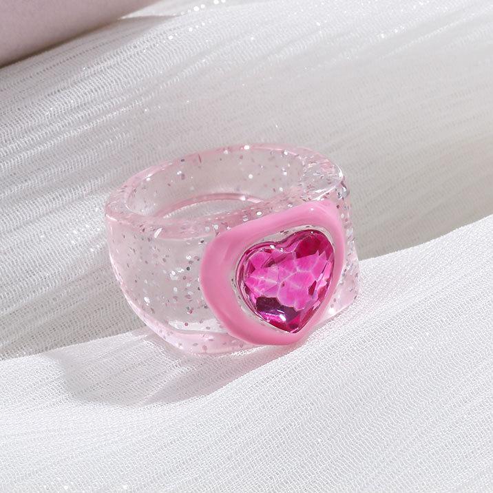 1 Piece Romantic Series Cute Heart Resin Women's Single Rings Picture4