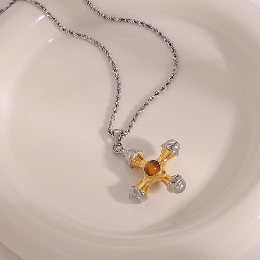 1 Piece Modern Series Light Natural Cross Stainless Steel Gold and Silver Color Women's Pendant Necklaces Picture8
