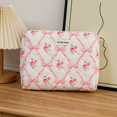 1 Piece Luxurious Floral Portable Large Capacity Beauty Case With Random Printing Design Women's Pink Cosmetic Bags h5 Picture7