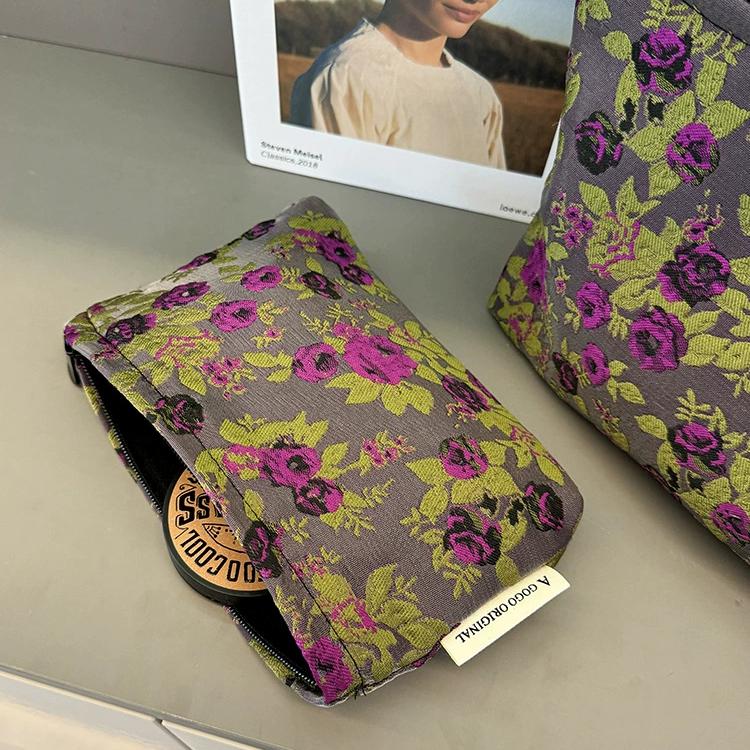 1 Stück luxuriöse Retro-Blumen-Polyester-Damentaschen der Serie Bild7
