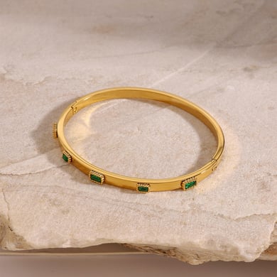 1 Stück Romantische Serie Elegante ringförmige Edelstahl Gold Farbe Überzogene Damen Armreifen h5 Bild5