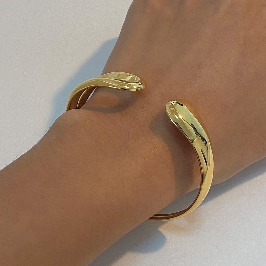 1 Piece Minimalist Series Classic Irregular Annular Stainless Steel Gold Color Women's Bangles Picture8