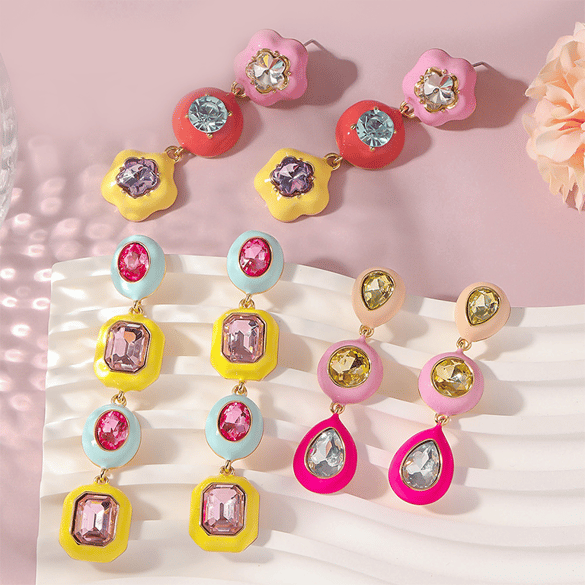 1 paire de boucles d&#39;oreilles pendantes rétro géométriques en alliage pour femme, série luxueuse