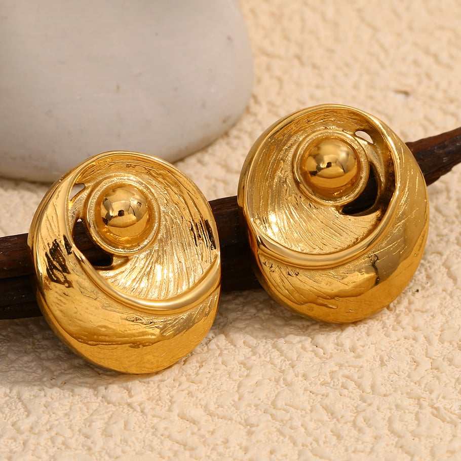 1 Pair Classic Series Retro Geometric Stainless Steel   Gold Color  Women's Stud Earrings Picture6