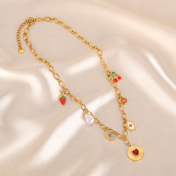 Collar con colgante geométrico de acero inoxidable dorado para mujer, serie romántica, 1 pieza, para uso diario