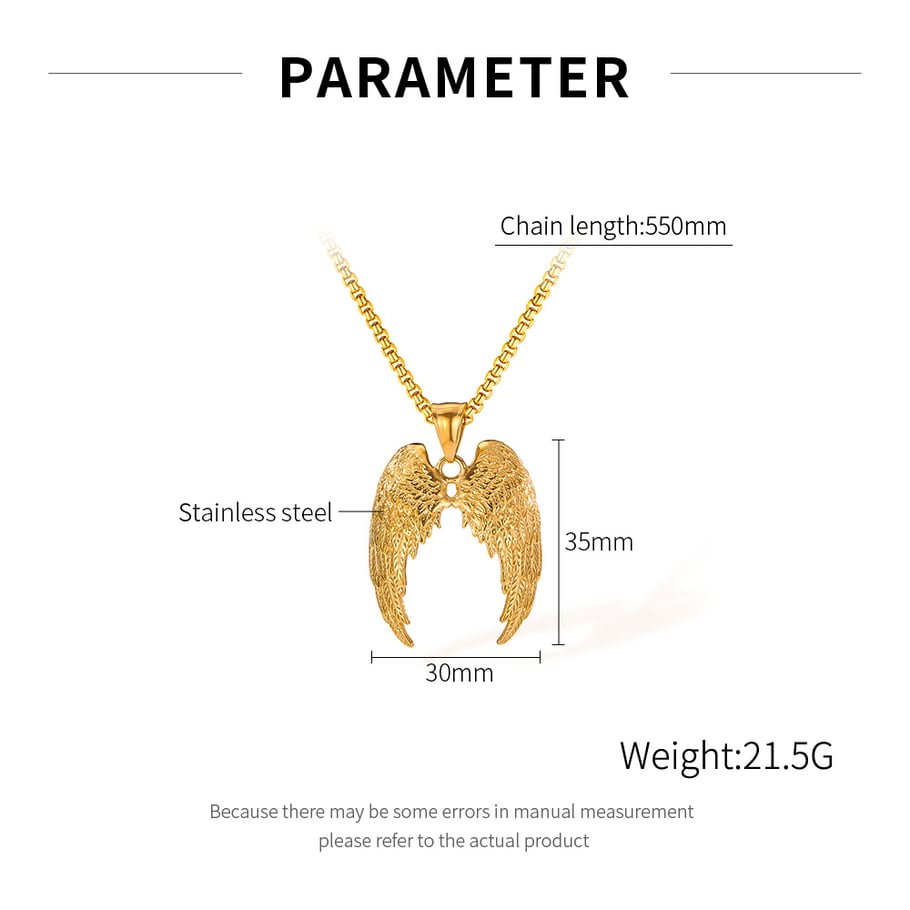 1 Piece Statement-making Wings Stainless Steel Men's Pendant Necklaces Picture6