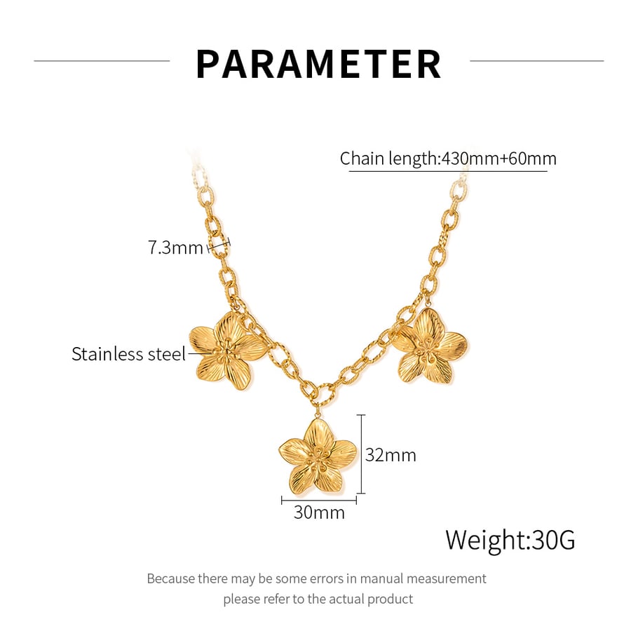 1 Piece Luxurious Series Retro Flower Stainless Steel Gold Color Women's Pendant Necklaces h5Picture7
