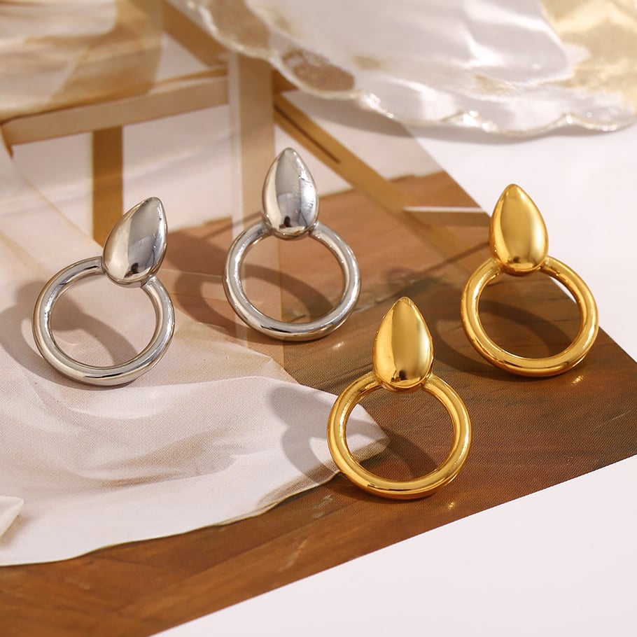 1 Pair Simple Series Classic Geometric Stainless Steel   Gold Color  Women's Drop Earrings Picture6